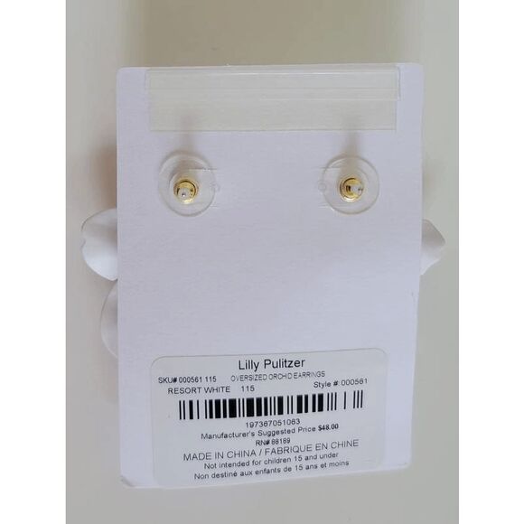 🤍🌺 LILLY PULITZER Oversized White Orchid Flower Earrings NEW WITH GIFT BAG - Picture 12 of 17